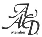 The image displays a logo with the letters 'AAD' prominently featured, suggesting it is an acronym or initials. Below the acronym, there is text that reads 'MEMBER,' indicating membership affiliation. The logo has an elegant design with a serif font and a decorative element resembling a stylized 'A' on the left side.